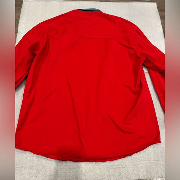 [XL]Vintage Roper Mens Red 100% Cotton L/S Solid Long Tail Western Shirt - Picture 9 of 9